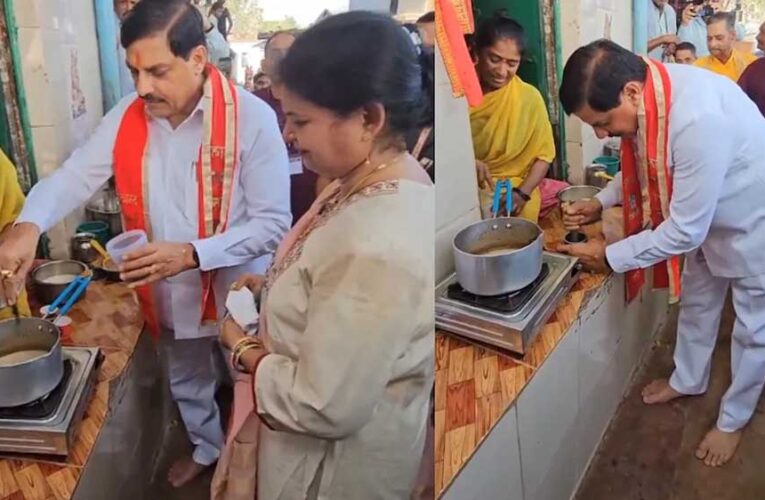 CM मोहन ने टी स्टॉल पर बनाई चाय, पत्नी बोलीं- हमें तो कभी नहीं पिलाई