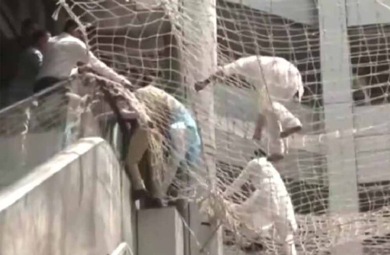 महाराष्ट्र की सरकार में शामिल राष्ट्रवादी कांग्रेस पार्टी के नेता और विधायक महाराष्ट्र के मंत्रालय की तीसरी मंजिल से कूद गए