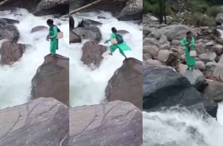 हिम्मत की मिसाल: हिमाचल की नर्स ने ड्यूटी के लिए उफनते नाले को कूदकर पार किया