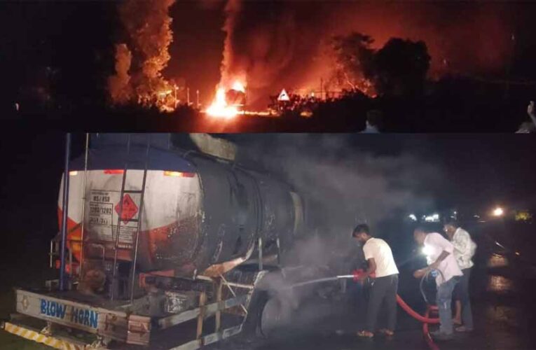 सिवनी-बालाघाट रोड पर ढाबे और टैंकर में आग, युवक जिंदा जला