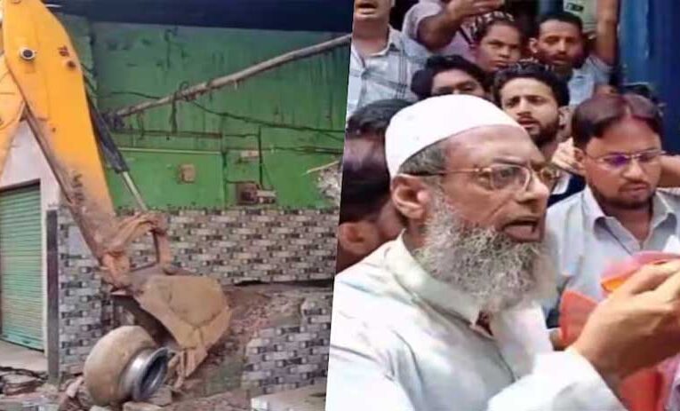 संभल में अवैध होटल पर कार्रवाई, बुलडोजर चलने पर पुलिस से भिड़ा मालिक