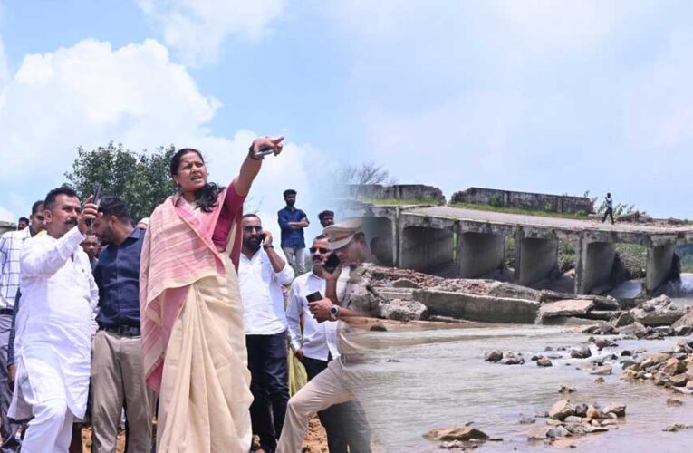 रायपुर : मंत्री श्रीमती लक्ष्मी राजवाड़े ने गोबरी नाला पर अस्थायी रपटा निर्माण कार्य का किया निरीक्षण