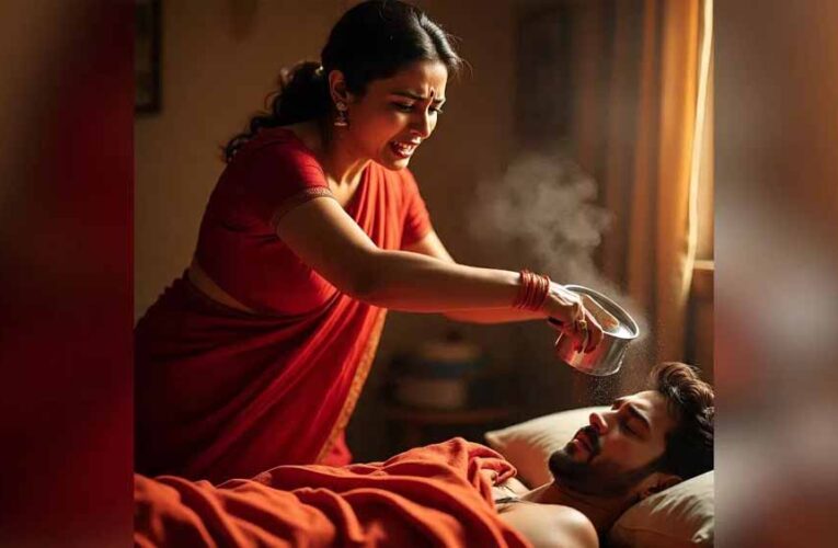 सोते पति पर खौलते पानी से हमला, विरोध करने पर हथौड़े से वार