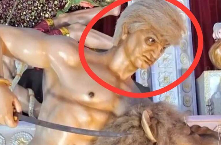 दुर्गा पूजा पंडाल में ट्रंप की मूर्ति, महिषासुर की जगह! पीएम मोदी को धोखा देने का संदेश?