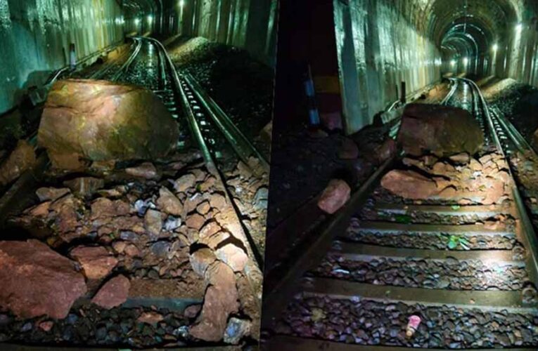 केके रेल लाइन पर गिरे पत्थर से ट्रेनें रुकीं, यात्रियों को घंटों इंतज़ार करना पड़ा