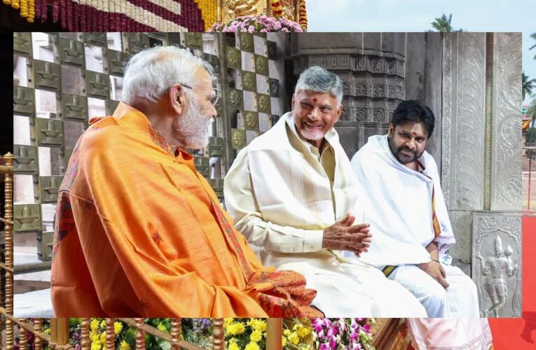 PM मोदी ने मल्लिकार्जुन ज्योतिर्लिंग में की पूजा, नायडू और पवन कल्याण भी रहे साथ