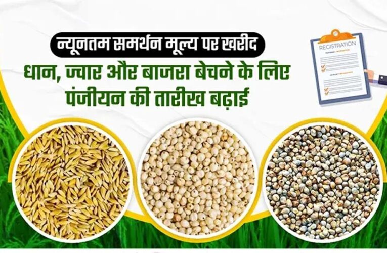 समर्थन मूल्य पर धान, ज्वार एवं बाजरा उपार्जन हेतु पंजीयन 10 अक्टूबर तक