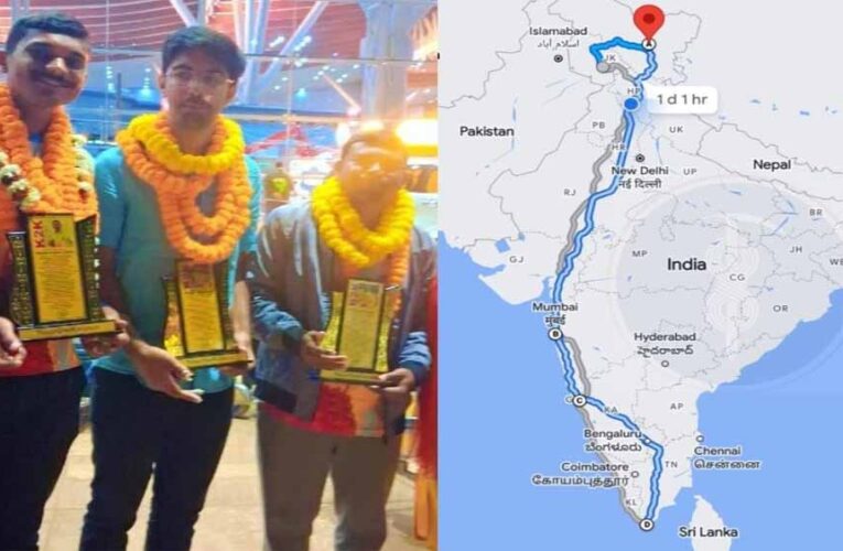 छत्तीसगढ़ के तीन युवाओं का कमाल: 16 दिन में कश्मीर से कन्याकुमारी तक 4,000 KM की साइकिल यात्रा पूरी