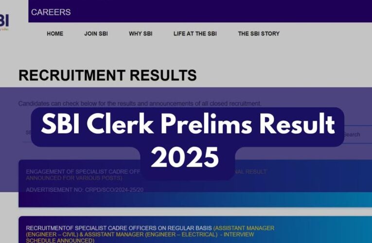 SBI क्लर्क प्रारंभिक परीक्षा 2025 के परिणाम घोषित, एडमिट कार्ड जल्द होंगे जारी