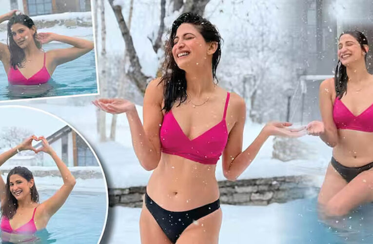 ठंड के बीच एक्ट्रेस अहाना कुमरा का बिकिनी पोज, पूल में 4 डिग्री में किया जलवा