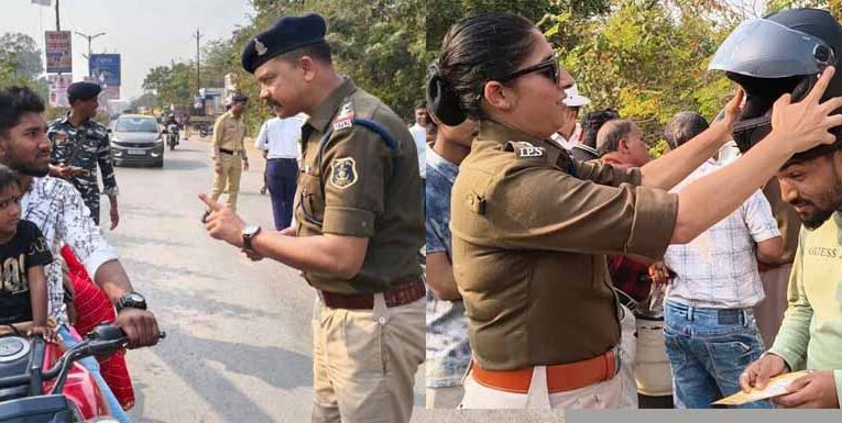 यातायात जागरूकता की मिसाल: पुलिस ने दी समझाइश, नियम मानने वालों को मुफ्त हेलमेट