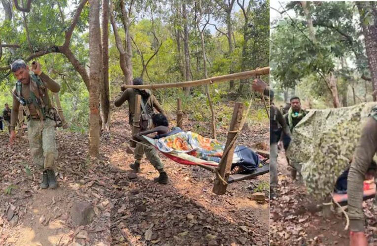 नक्सलगढ़ पुरंगेल में सुरक्षाबलों ने दिखाया साहस, आग से झुलसी महिला का किया रेस्क्यू, चारपाई पर लाकर पहुंचाया