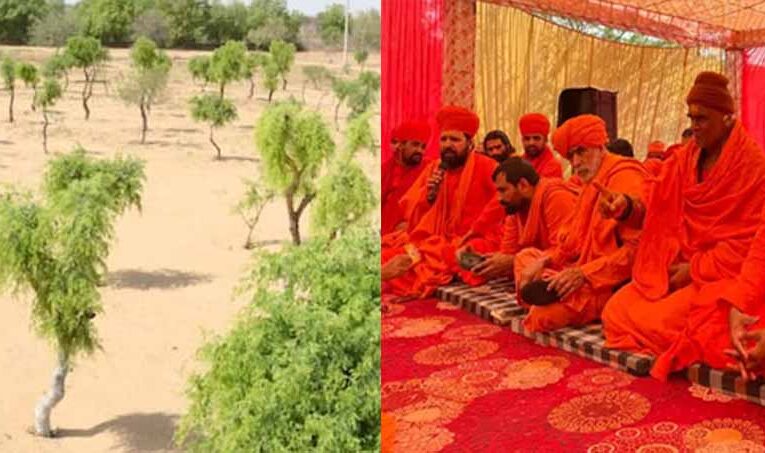 संतों का अनशन खत्म करवाने पहुंचे मंत्री केके बिश्नोई, बीकानेर में साधु संत कर रहे खेजड़ी बचाओ आंदोलन