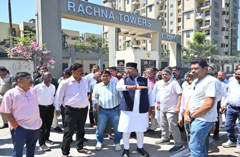 मंत्री  विश्वास कैलाश सारंग ने किया रचना टॉवर का दौरा