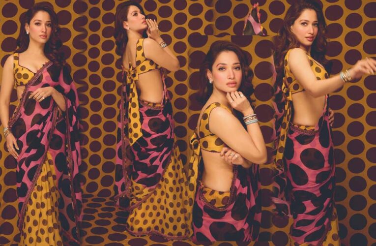 पोल्का डॉट साड़ी में तमन्ना ने दिखाया कमाल, ब्लाउज ने 70 के दशक के ग्लैमर को नया रूप दिया