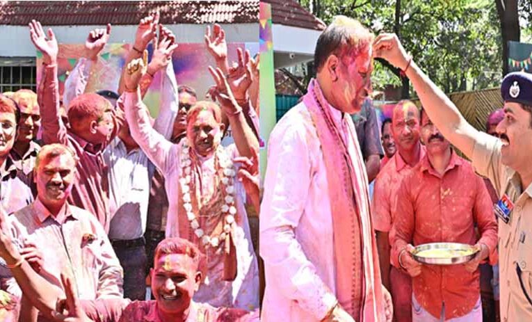 सीएम हाउस में होली के रंगों की बौछार, मुख्यमंत्री विष्णु देव साय ने अधिकारियों-कर्मचारियों संग खेली होली