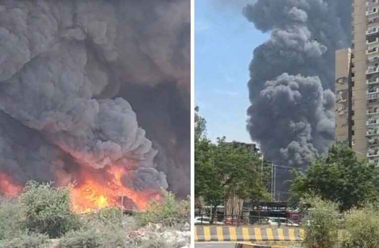 लखनऊ के बाद गाजियाबाद के इंदिरापुरम में भीषण आग, काले धुएं से आसमान भर गया