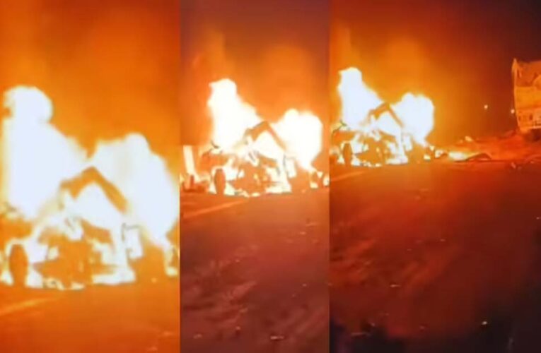 मिर्जापुर में ट्रक के ब्रेक फेल, बोलेरो को मारी टक्कर, 9 लोग जिंदा जलकर मरे