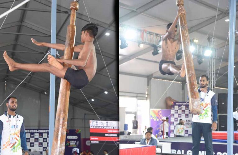 गांधी स्टेडियम अंबिकापुर में मल्लखंभ का भव्य शुभारंभ, खेलो इंडिया ट्राइबल गेम्स 2026 में पारंपरिक खेलों का दमदार प्रदर्शन