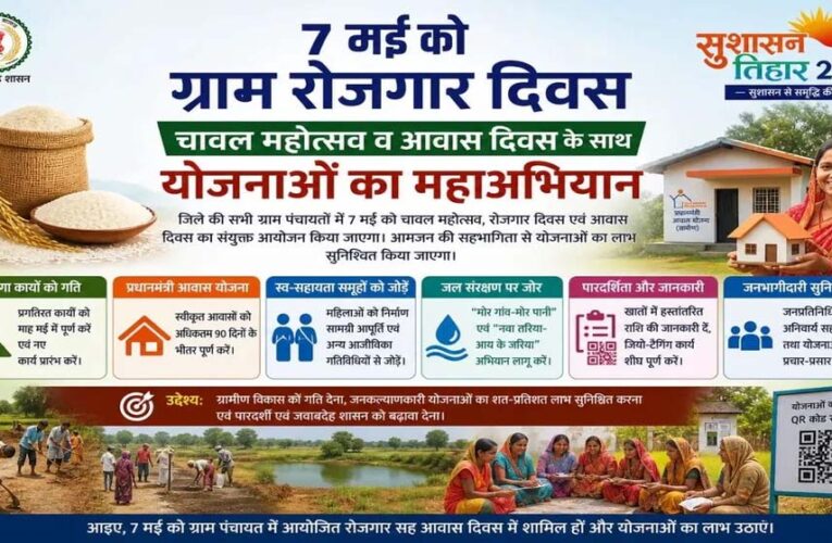 07 मई को ग्राम पंचायतों में चावल महोत्सव, रोजगार और आवास दिवस का त्रिवेणी संगम