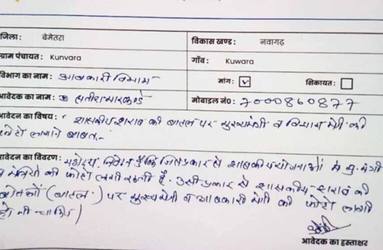 छत्तीसगढ़ में शराब की बोतलों पर CM और मंत्री की फोटो लगाने की मांग, एप्लीकेशन वायरल