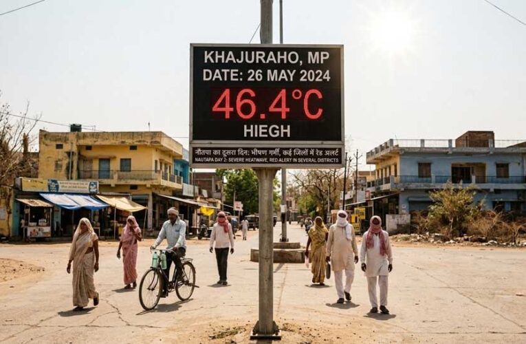 नौतपा का कहर: खजुराहो में पारा 46.4°C के पार, MP के कई जिलों में रेड अलर्ट जारी