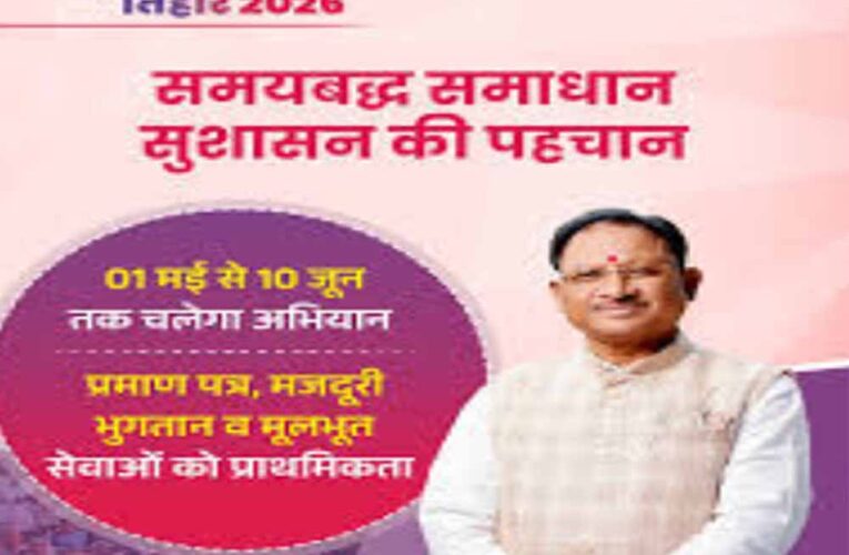 आज से शुरू होगा सुशासन तिहार 2026: 01 मई से 10 जून तक प्रदेश भर में चलेगा अभियान