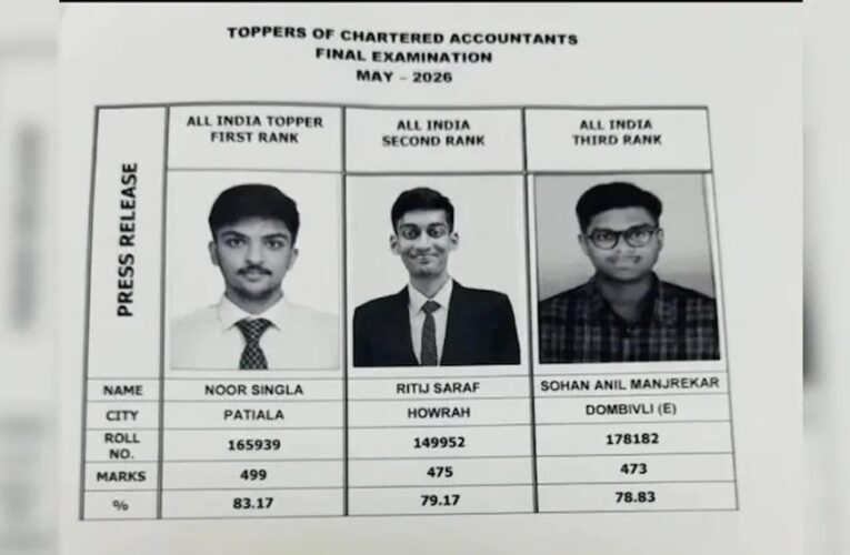 ICAI CA Final Result 2026 जारी, पटियाला के नूर सिंगला बने ऑल इंडिया टॉपर; ऐसे करें स्कोरकार्ड चेक