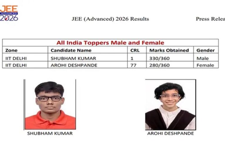 JEE Advanced 2026 में कोटा का जलवा, शुभम कुमार AIR 1 और कबीर छिल्लर AIR 2 बनकर छाए