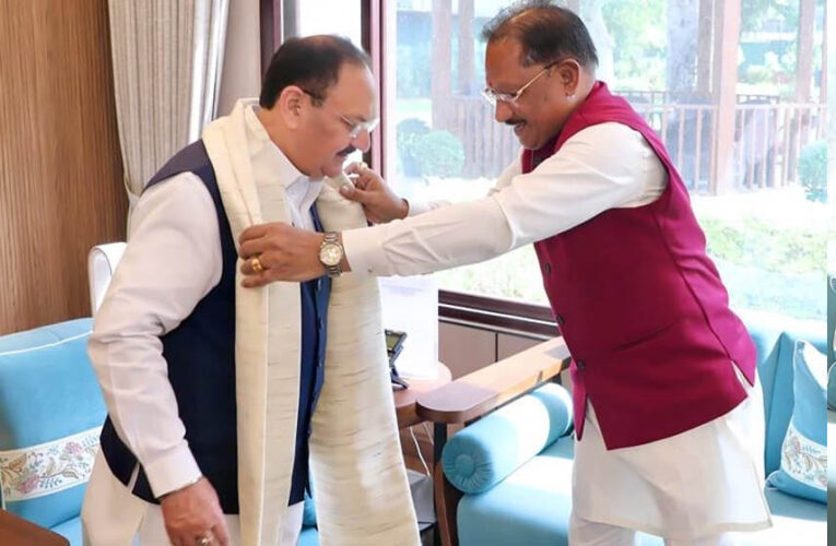 केंद्रीय स्वास्थ्य मंत्री जेपी नड्डा से मिले मुख्यमंत्री विष्णुदेव साय, स्वास्थ्य सेवाओं और किसानों के लिए खाद-बीज उपलब्धता पर हुई विस्तृत चर्चा