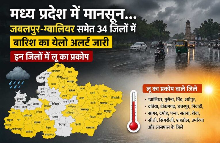 मध्य प्रदेश में मानसून की दस्तक, 34 जिलों में बारिश का येलो अलर्ट जारी