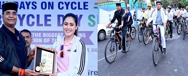 टीटी नगर स्टेडियम से गूंजा फिट इंडिया का संदेश मंत्री  सारंग ने किया साइकिल रैली का शुभारंभ