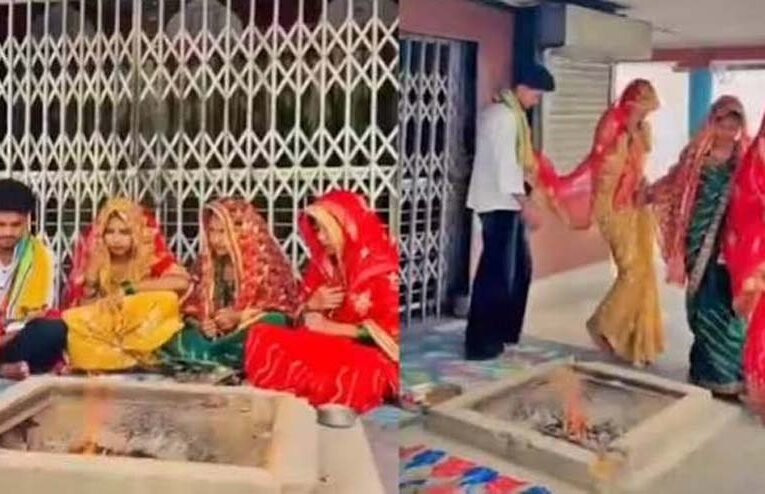 अमरोहा में तीन बहनों ने एक ही युवक से रचाई शादी, वीडियो वायरल होने से मचा बवाल