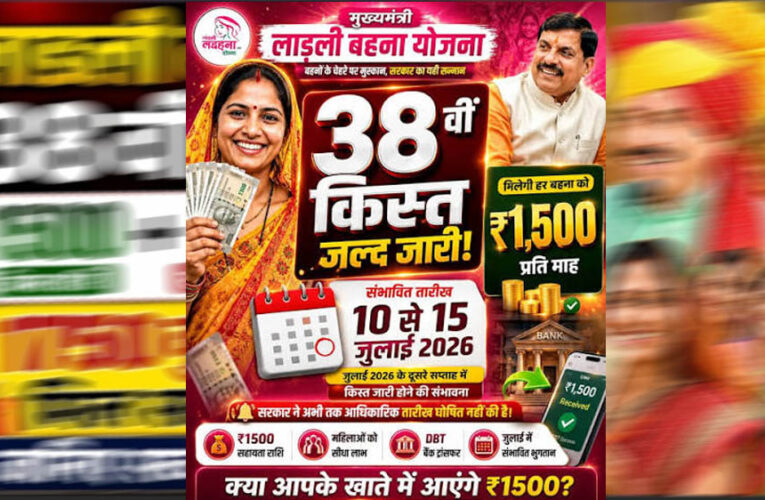 इंतजार खत्म! आज आएगी लाड़ली बहना योजना की 38वीं किस्त, CM मोहन यादव भेजेंगे ₹1500