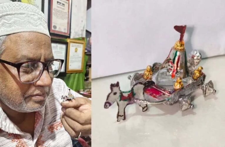 उदयपुर के डॉ. इकबाल सक्का ने बनाया 1 सेंटीमीटर का सोने-चांदी का जगन्नाथ रथ
