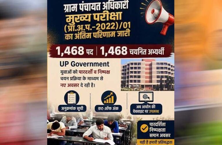 योगी सरकार में भर्ती प्रक्रिया को मिली रफ्तार, 1468 अभ्यर्थियों का ग्राम पंचायत अधिकारी पद पर चयन