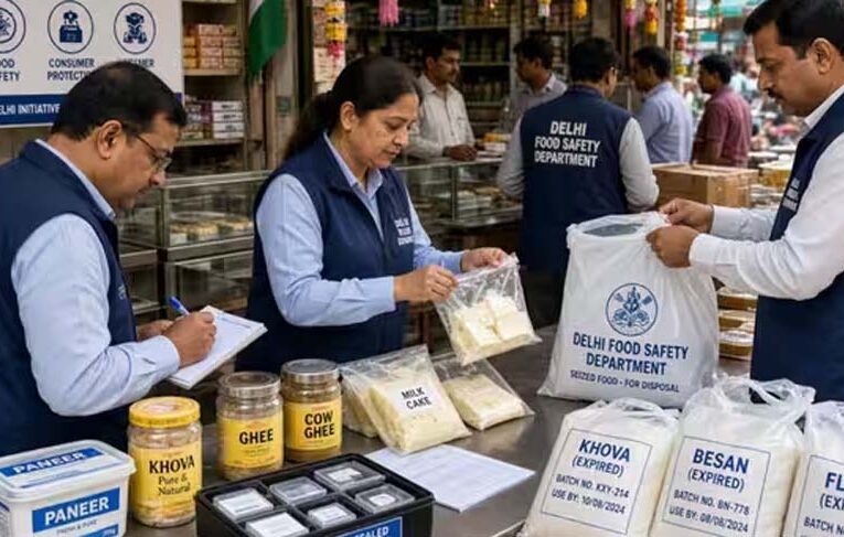 रक्षाबंधन से पहले दिल्ली में मिलावटखोरों पर शिकंजा, 131 किलो एक्सपायर्ड खाद्य सामग्री नष्ट