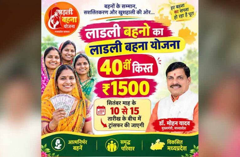 मुख्यमंत्री डॉ. यादव 13 सितंबर को आगर मालवा से अंतरित करेंगे लाड़ली बहना योजना की 40वीं किस्त