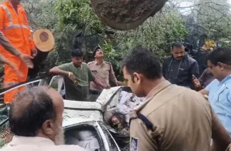 इंदौर में दर्दनाक हादसा: कार पर गिरा पेड़, डिप्टी कलेक्टर की मां की मौत; दो घायल